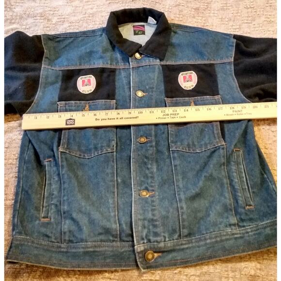 Vintage Handmade Unbranded Denim Jacket Unisex XL Adventure Club Patchwork Art - Picture 5 of 9